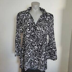 Sunny Leigh Black and White Paisley Blouse